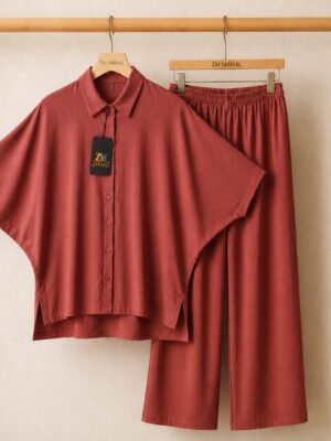 Mahal Luxe Batwing Shirt & Wide-Leg Co-Ord Set P1