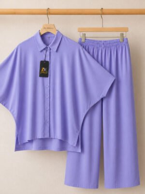 Mahal Luxe Batwing Shirt & Wide-Leg Co-Ord Set P2