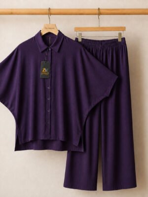 Mahal Luxe Batwing Shirt & Wide-Leg Co-Ord Set P6